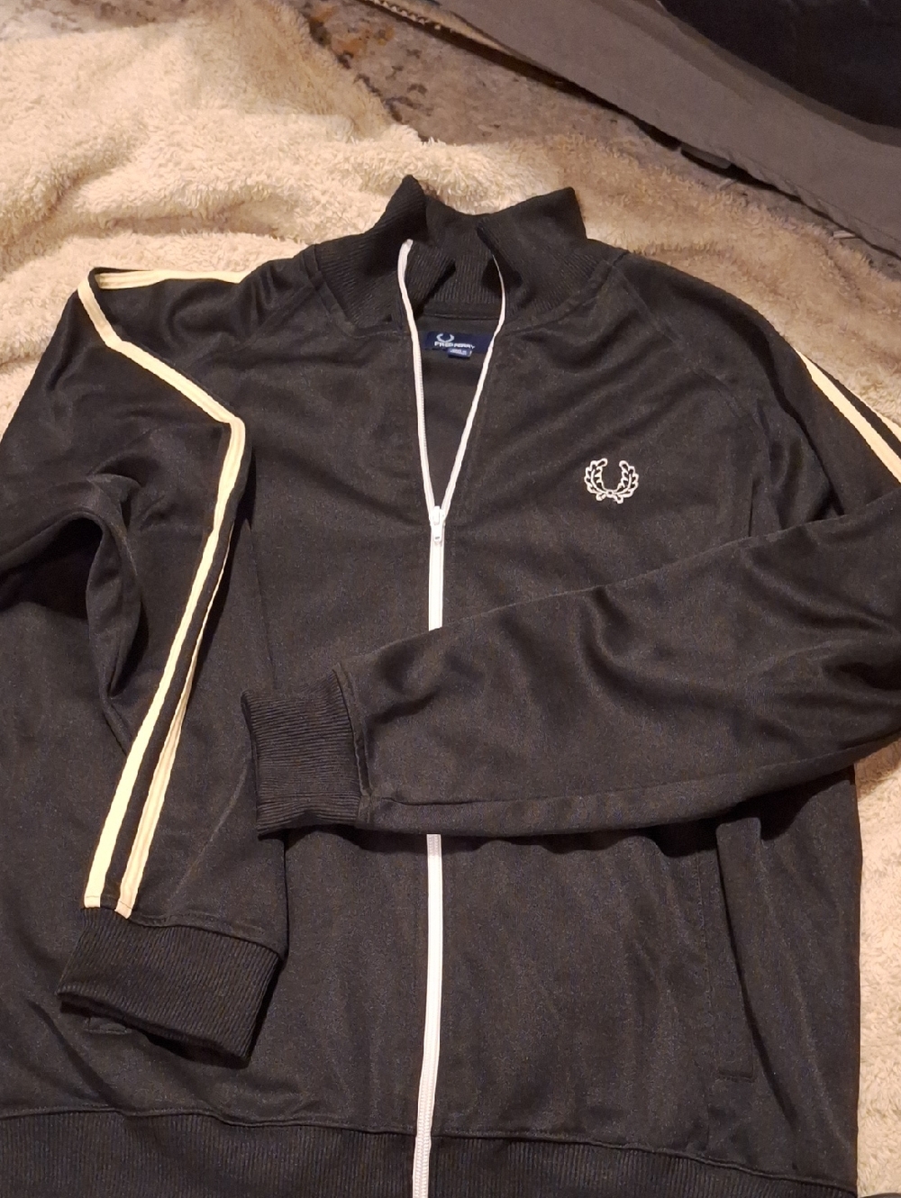 Fred Perry Black Track Jacket with Cream Trim